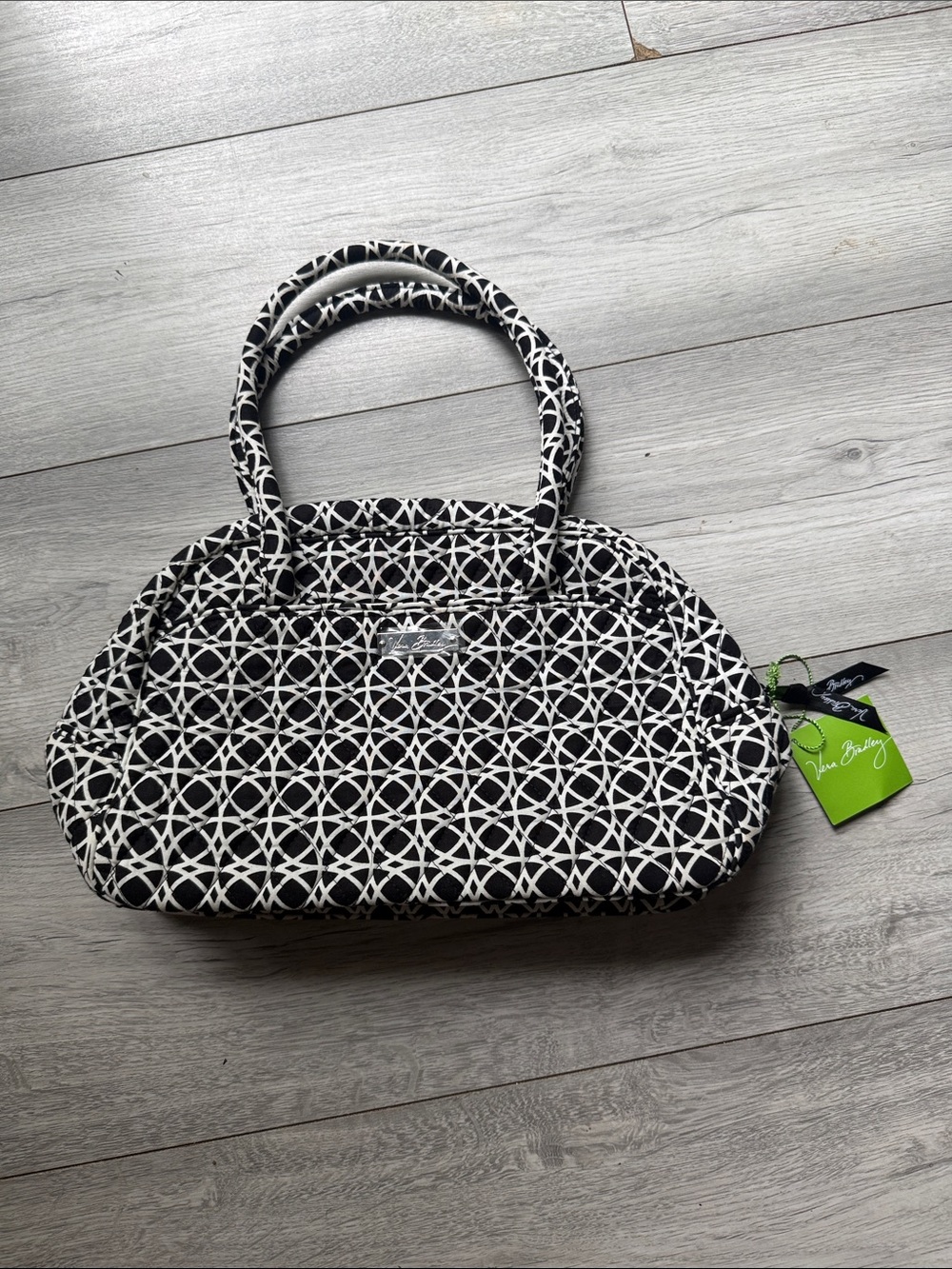 Vera Bradley Black & White Patterned Quilted Satchel